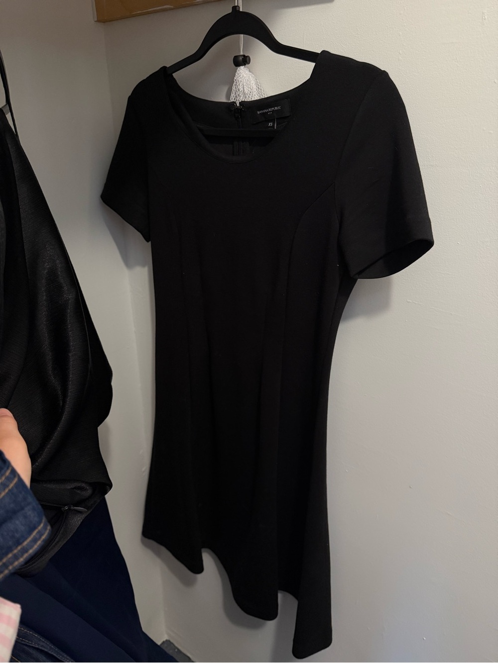 Banana Republic Black Short-Sleeve Fit-and-Flare Dress
